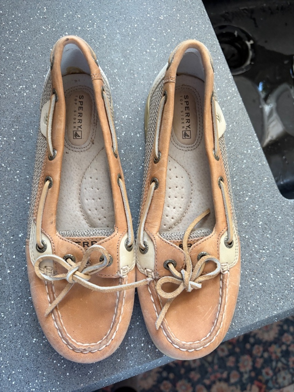 Sperry Women’s Two-Tone Tan and Cream Moccasin Boat Shoes Topsiders